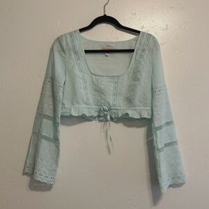 Urban Outfitters Kimchi Blue Scarlet Eyelet Cropped Blouse Top